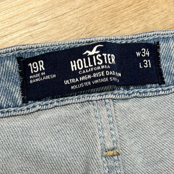 Hollister Ultra High Rise Dad Jean Two Tone Denim Size 34 - Picture 3 of 12